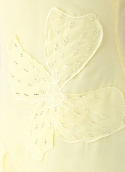 Aysha Beaded Flower Midi Dress - Yellow