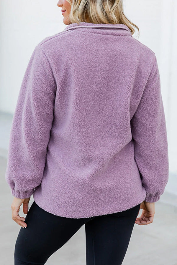 Chaqueta con bolsillo y cremallera con ribete en contraste de sherpa de pétalos