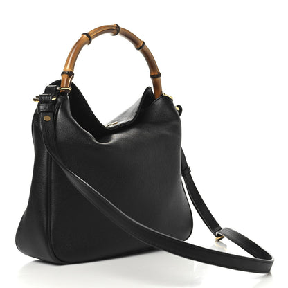 Softy Wonka Textured Dollar Calfskin Medium Diana Shoulder Bag Black