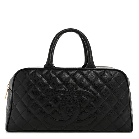 Caviar Quilted Large Bowler Black