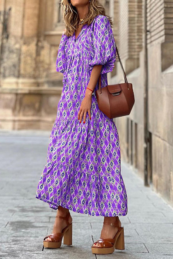 Vestido bohemio midi de manga corta