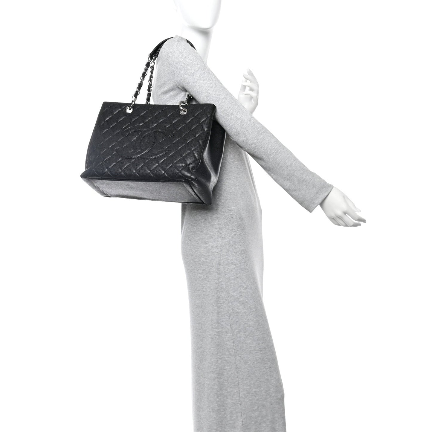 Caviar Quilted Grand Shopping Tote GST Black