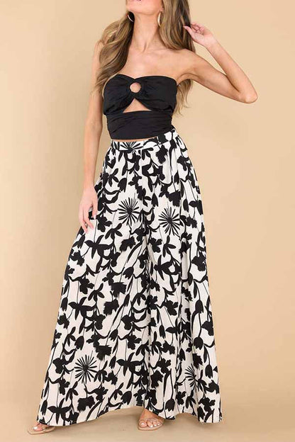 Culottes elásticos de tiro alto y pierna ancha