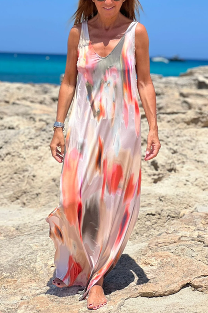 Vestido de tirantes estampado multicolor