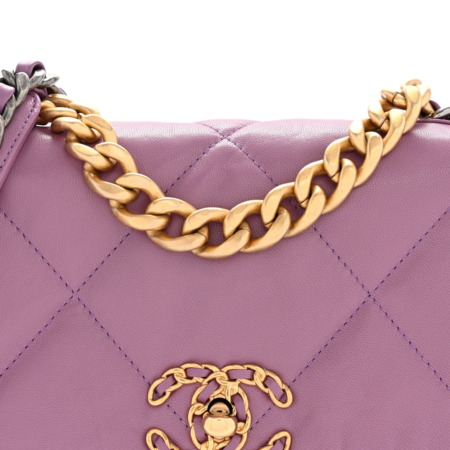 Goatskin Quilted Medium Chanel 19 Flap Purple