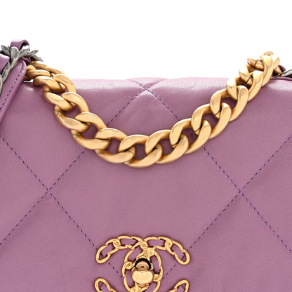 Goatskin Quilted Medium Chanel 19 Flap Purple