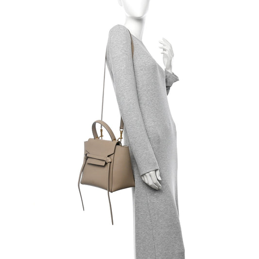 Grained Calfskin Micro Belt Bag Light Taupe
