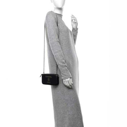 Canvas Small Deauville Clutch With Chain Black