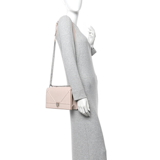 Grained Calfskin Medium Diorama Flap Bag Nude