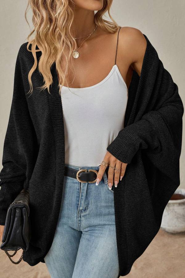Chaqueta de punto holgada con mangas de murciélago a la moda 