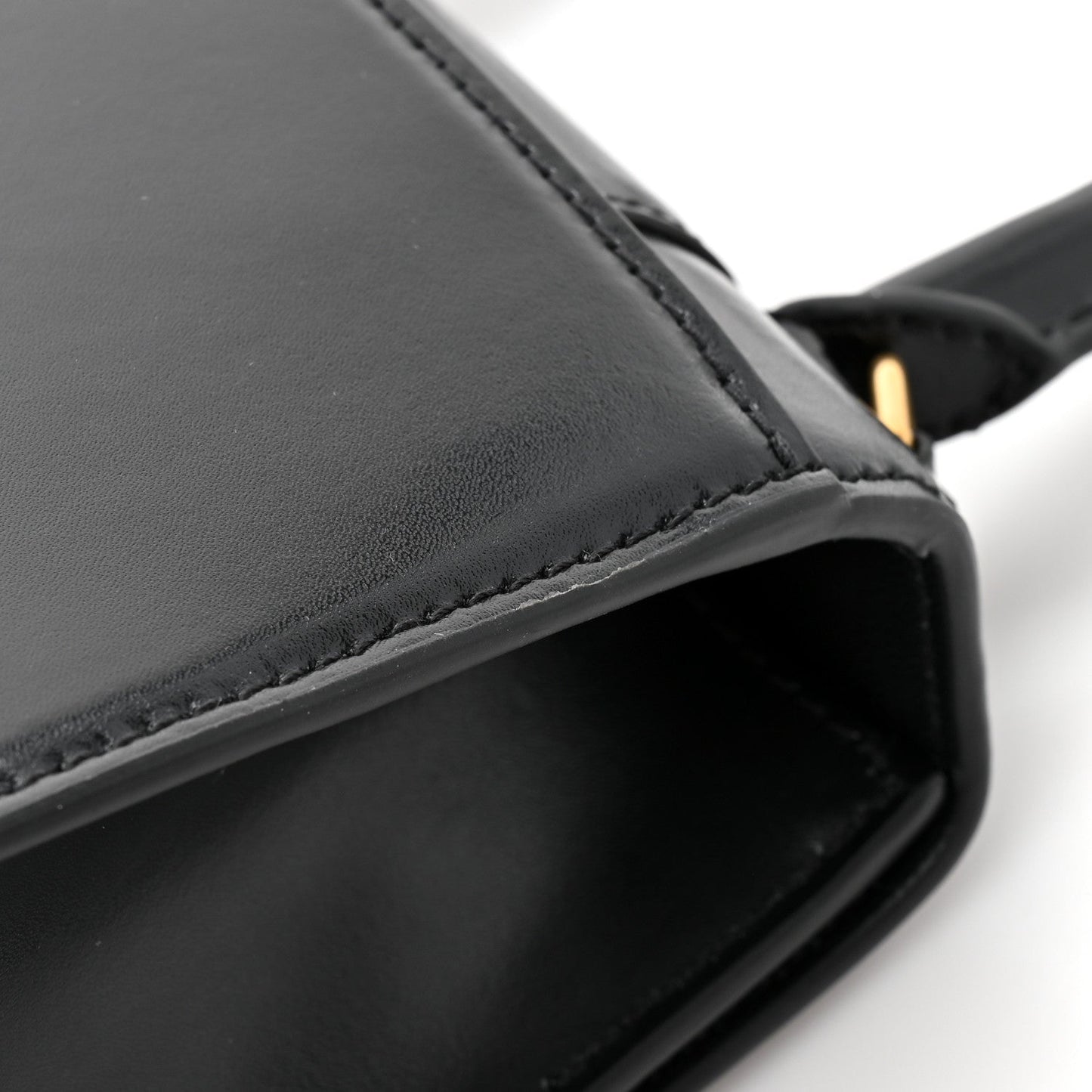 Shiny Box Calfskin Hourglass Top Handle Bag XS Black