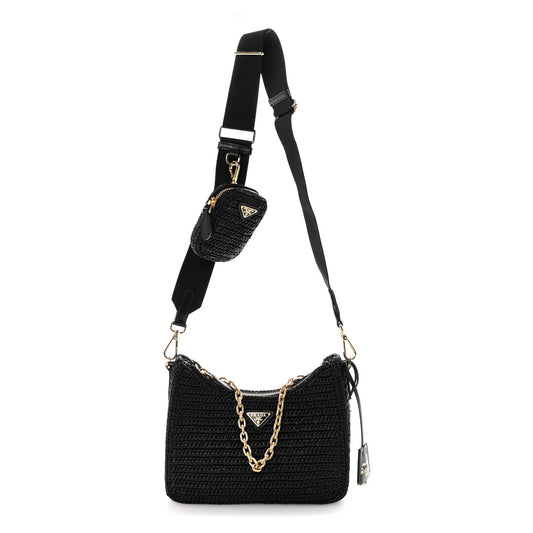Yarn Raffia Effect Crochet Re-Edition 2005 Shoulder Bag Black
