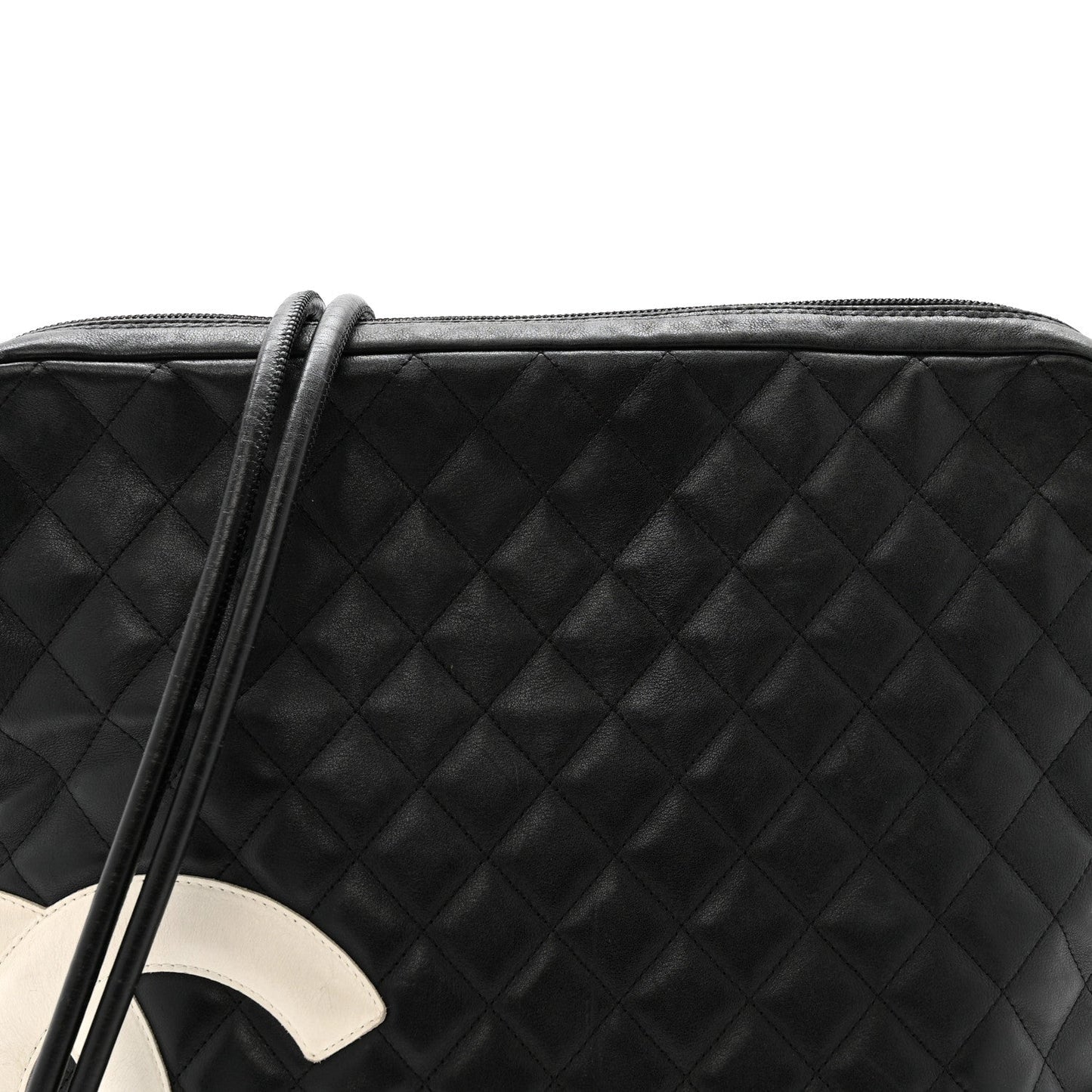 Calfskin Quilted Large Cambon Messenger Black White
