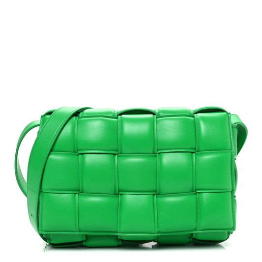 Nappa Maxi Intreccio Padded Cassette Crossbody Bag Parakeet
