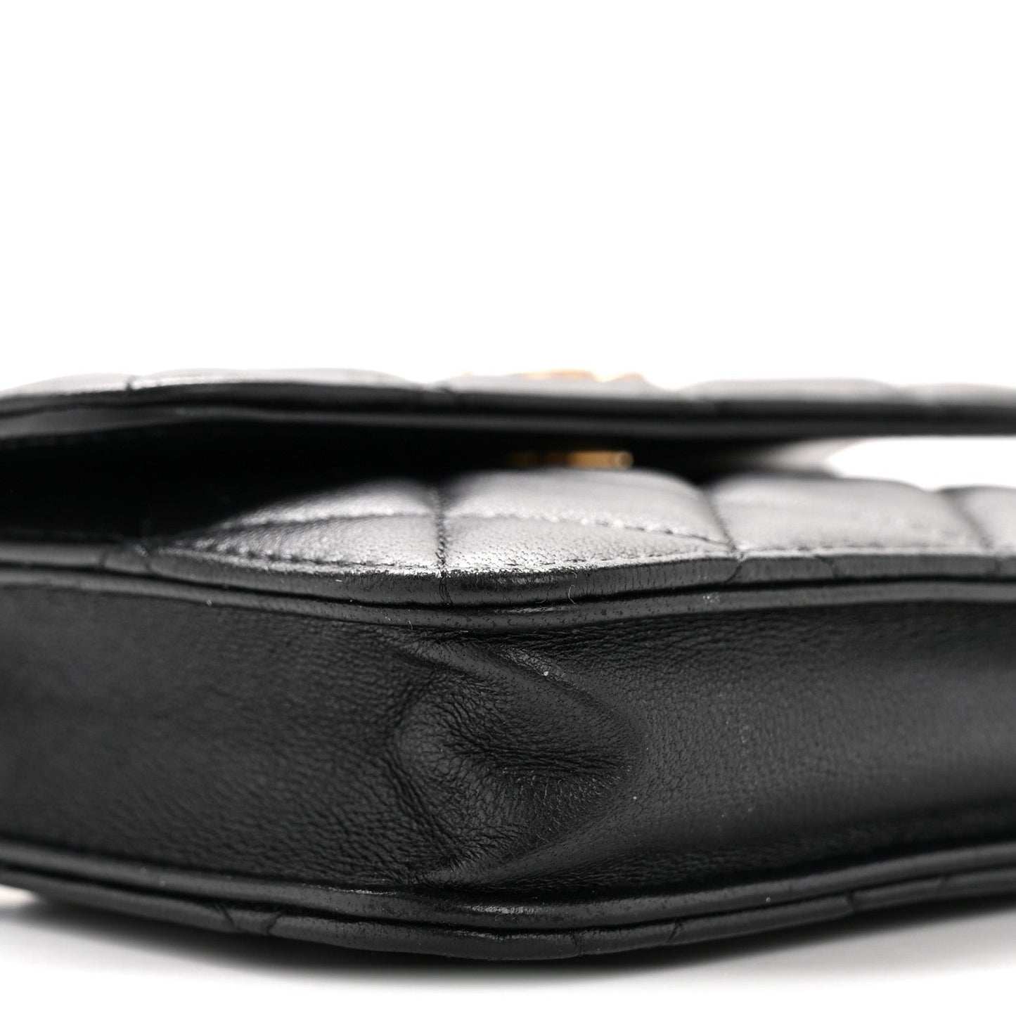 Lambskin Quilted Pearl Crush Flap With Chain Black