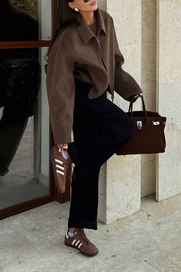 Chaqueta de solapa versátil de moda