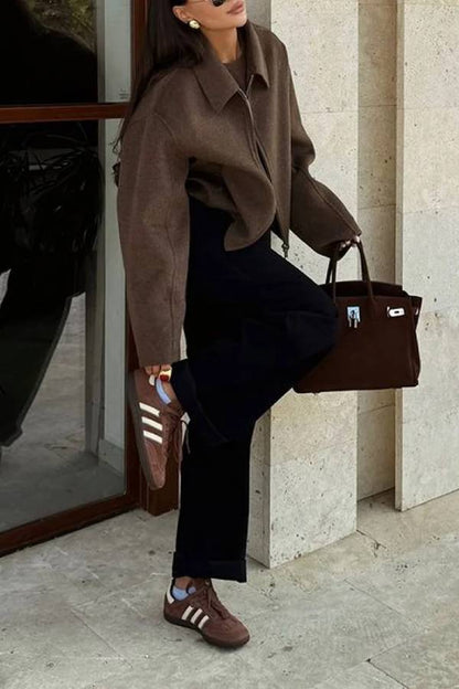 Chaqueta de solapa versátil de moda