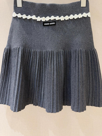 MIUMIU KNIT PLEATED SKIRT STYLE 803