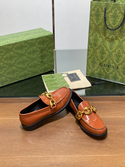 GG LOAFER SHOES IN BRONZE BROWN CALFSKIN