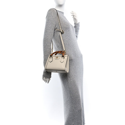 Wonka Grain Calfskin Mini Diana Tote Bag Mystic White