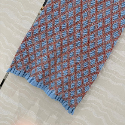 Prada Long Skirt Blue mix Orange Cotton Poliamide