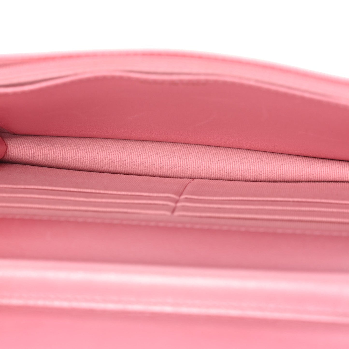Iridescent Calfskin Quilted Wallet On Chain WOC Rose Pink