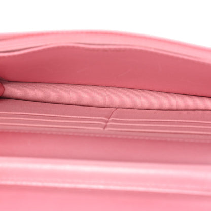 Iridescent Calfskin Quilted Wallet On Chain WOC Rose Pink