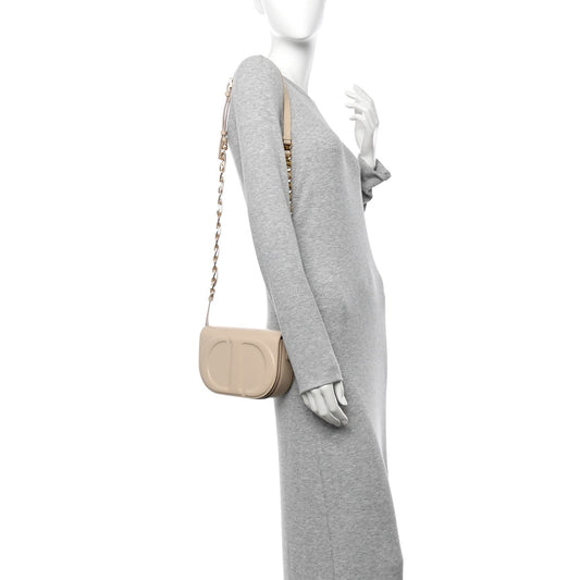 Calfskin CD Signature Flap Crossbody Caramel Beige