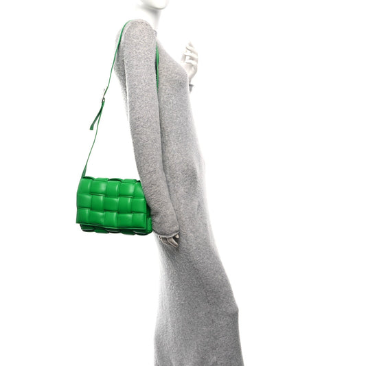 Nappa Maxi Intreccio Padded Cassette Crossbody Bag Parakeet