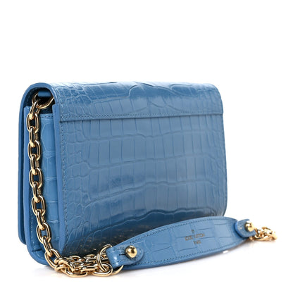 Crocodile Twist Chain Wallet Bleuet