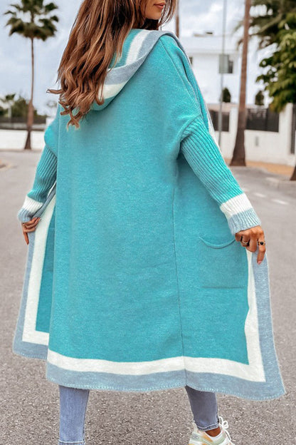 Chaqueta tipo cárdigan largo con capucha para otoño e invierno, informal, combinable con todo.
