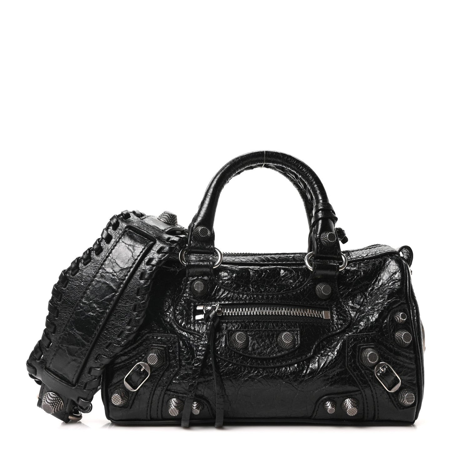 Agneau Arena Mini Le Cagole Duffle Crossbody Bag Black