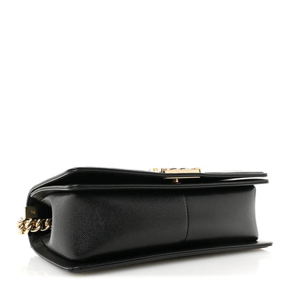 Caviar Chevron Quilted Medium Boy Flap Black