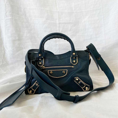Balenciaga Leather Mini Classic Metallic Edge City Bag