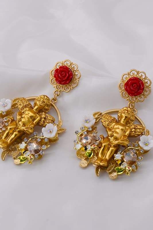 Pendientes barrocos de ángel cupido 