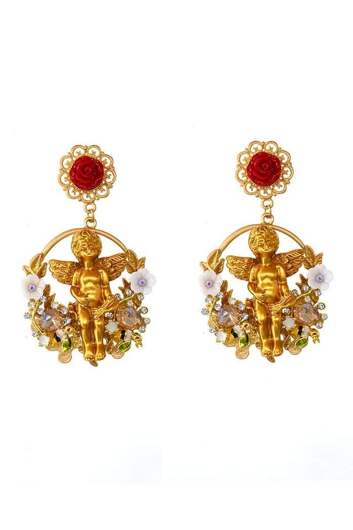 Pendientes barrocos de ángel cupido 