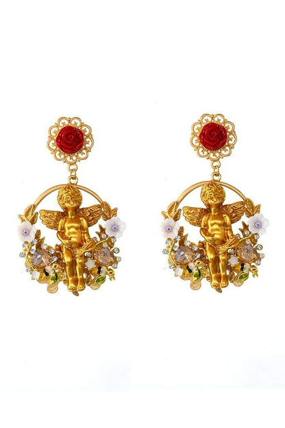 Pendientes barrocos de ángel cupido 