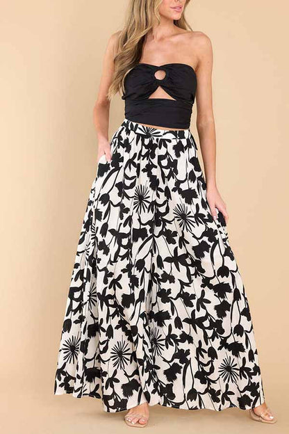 Culottes elásticos de tiro alto y pierna ancha