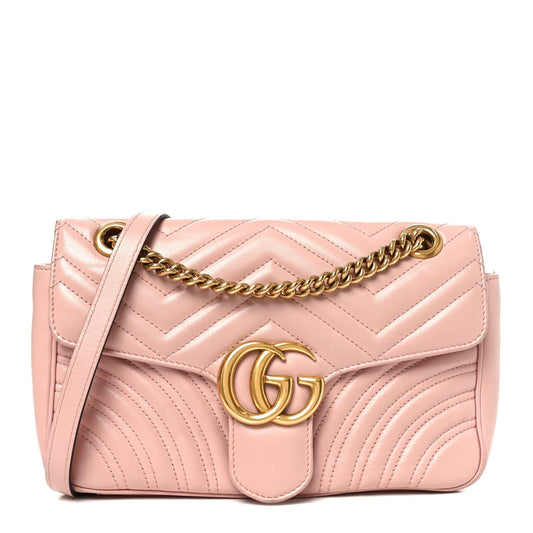 Calfskin Matelasse Small GG Marmont Shoulder Bag Porcelain Rose