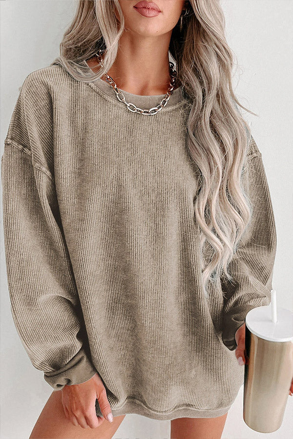 Sudadera con cuello redondo y canalé liso