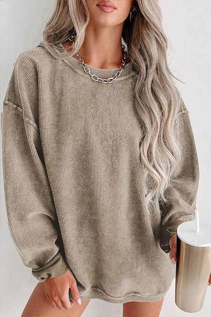 Sudadera con cuello redondo y canalé liso