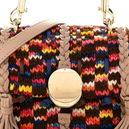 Cashmere Knit Calfskin Mini Penelope Soft Shoulder Bag Woodrose Multicolor