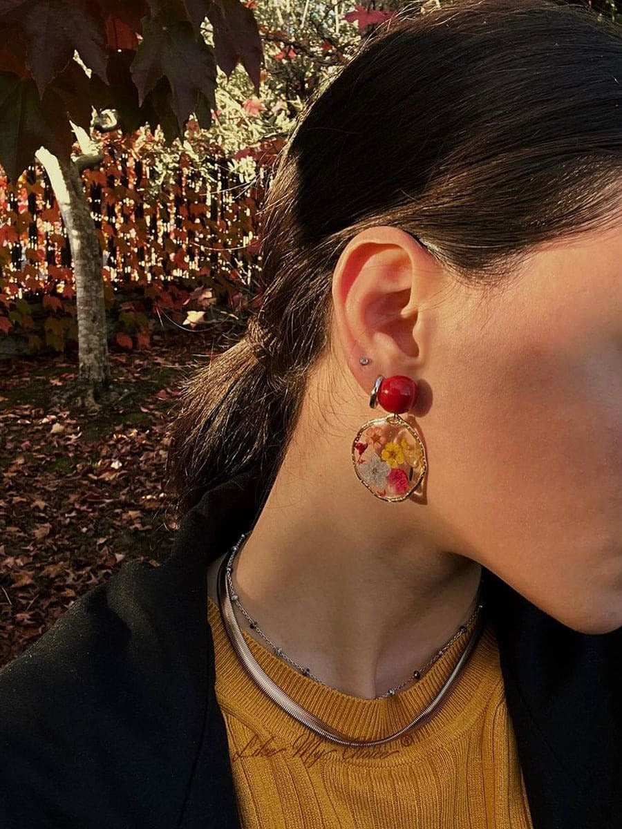 Pendientes de flores prensadas - Fiesta en el jardín 
