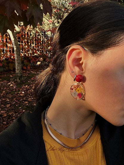 Pendientes de flores prensadas - Fiesta en el jardín 