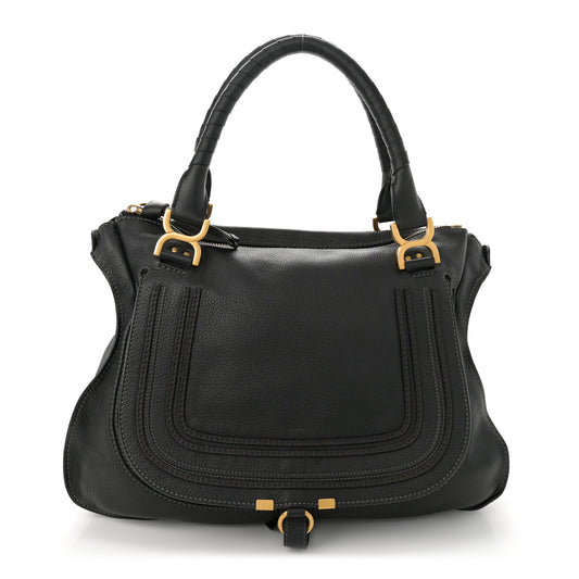 Calfskin Medium Marcie Satchel Black
