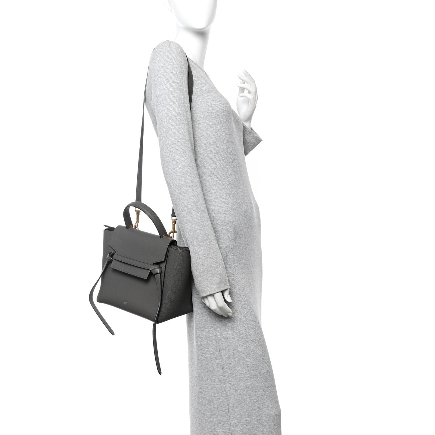 Baby Grained Calfskin Micro Belt Bag Grey