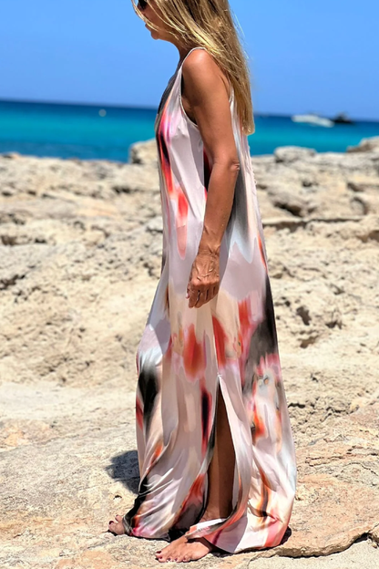 Vestido de tirantes estampado multicolor