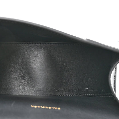Shiny Box Calfskin Hourglass Top Handle Bag XS Black