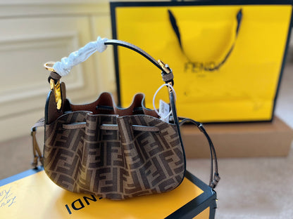Fendi Pomodorino Mini FF  Bag – Brown – Shoulder Bags