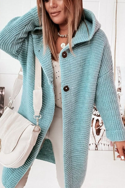 Suéter de punto con capucha y cuello de capucha para mujer
